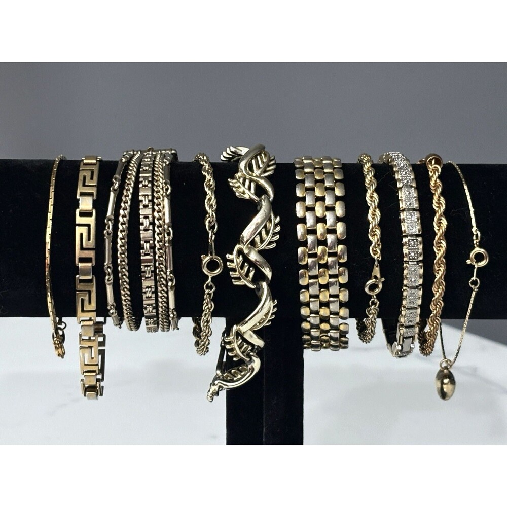 Vintage Bracelet Lot Gold Tone Chain Puffy Heart Charm One Signed Coro